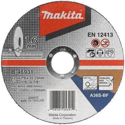Makita B-46931 Doorslijpschijf 125x22,23x1,6mm RVS Makita B-46931 Doorslijpschijf 125x22,23x1,6mm RVS