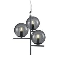 Trio Hanglamp Pure 3-lichts zwart met smoke glas 302000342 - thumbnail