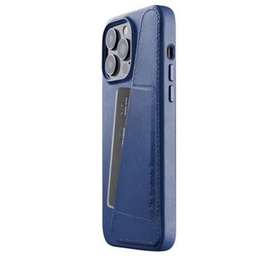 Mujjo Leather Wallet Case iPhone 14 Pro Max blauw