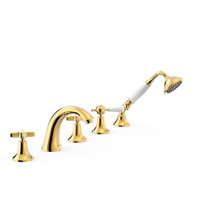 Badrandkraan Tres Clasic Mengkraan Gebogen Incl. Omstelknop en Handdouche Goud Tres