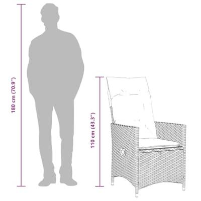 Tuinstoelen 2 st verstelbaar met kussens poly rattan zwart