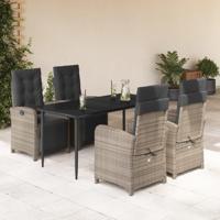 5-delige Tuinset met kussens poly rattan grijs - thumbnail