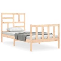 Bedframe met hoofdbord massief hout - thumbnail