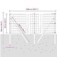VidaXL Hek met paal groen 0,6 x 10 m staal en pvc - thumbnail
