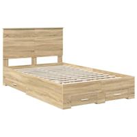 Bedframe met hoofdeinde Sonoma Eiken 135 x 190 cm Bewerkt hout - thumbnail