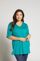 Ulla Popken T-shirt, relaxed, V-hals, zijsplitten - Grote Maten - thumbnail