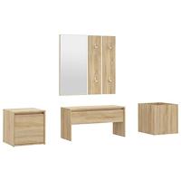 Garderobe set bewerkt hout sonoma eikenkleurig - thumbnail