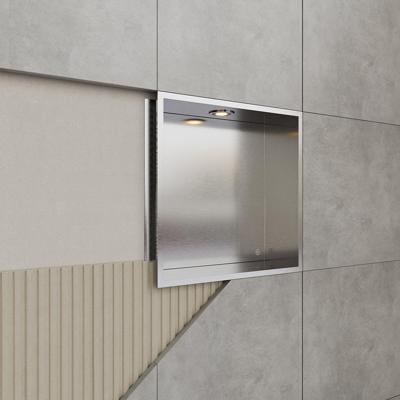 Inbouwnis BWS Alfie 30x30 cm Met LED Verlichting Geborsteld Staal Inbouwnis BWS Alfie 30x30 cm Met LED Verlichting Geborsteld Staal