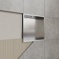 Inbouwnis BWS Alfie 30x30 cm Met LED Verlichting Geborsteld Staal - thumbnail