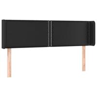 Hoofdbord met randen 147x16x78/88 cm kunstleer zwart - thumbnail