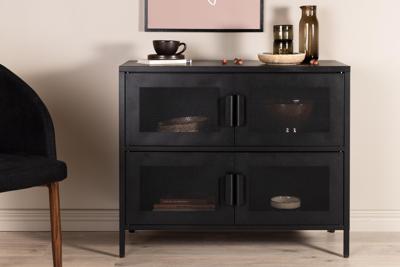 Nohr Dressoir 'Raeanne' 90cm, Metaal, kleur Zwart Nohr Dressoir 'Raeanne' 90cm, Metaal, kleur Zwart