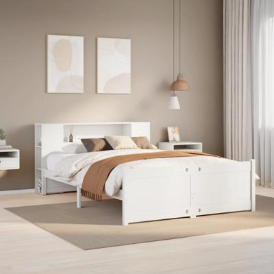 Bed met boekenkast zonder matras grenenhout wit 180x200 cm