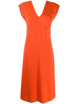 Joseph sleeveless flared midi dress - ORANGE