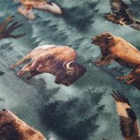 Kindertrui met runderen en adelaarsprint 92 donkergroen - thumbnail