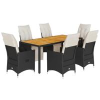 7-delige Tuinset met kussens poly rattan zwart - thumbnail