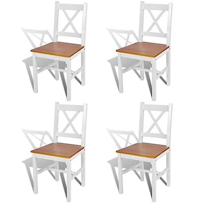 Eetkamerstoelen 4 st grenenhout wit