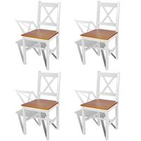 Eetkamerstoelen 4 st grenenhout wit - thumbnail