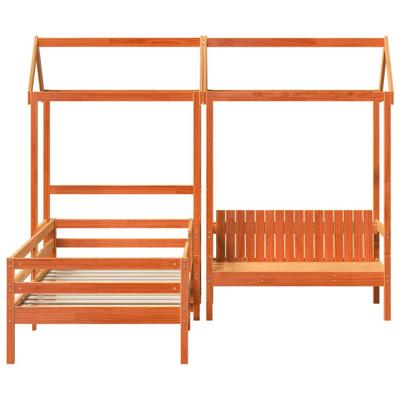 Kinderbed met huisje massief grenenhout wasbruin 90x200 cm
