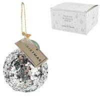 Ngk Kerstbal spiegelend zilverkleurig 8 cm 4 stuks | 8 stuks - thumbnail