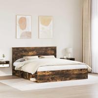 Bedframe Gerookt eiken 200 x 200 cm Massief grenenhout - thumbnail
