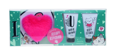 Badgeschenkset met fluffy sleutelhanger