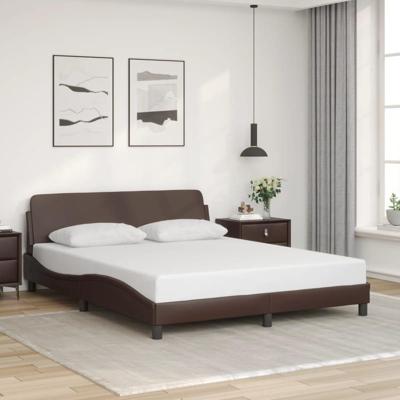 Bedframe met hoofdbord kunstleer bruin 160x200 cm Bedframe met hoofdbord kunstleer bruin 160x200 cm