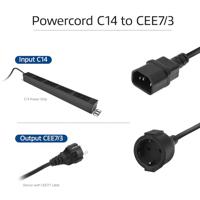 ACT Netsnoer C14 - CEE 7/3 zwart 0,2 m - thumbnail