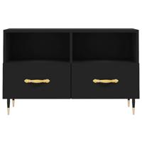 Tv-meubel 80x36x50 cm bewerkt hout zwart - thumbnail