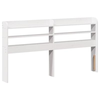 Bedframe met hoofdbord massief grenenhout wit 120x190 cm - thumbnail