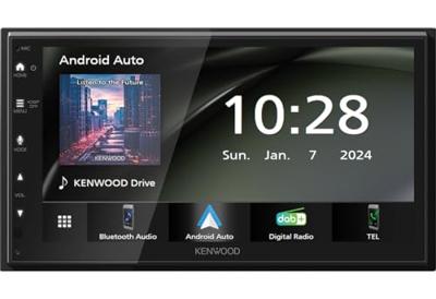 Kenwood Autoradio met scherm dubbel DIN Android Auto, Apple CarPlay, Aansluiting voor achteruitrijcamera, DAB+ tuner, Bluetooth handsfree