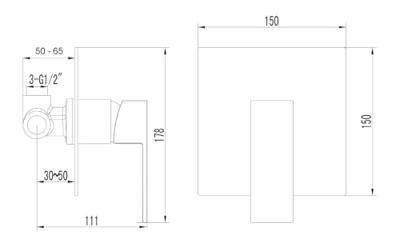 Douchekraan Inbouw Sapho Latus Mengkraan Afbouwdeel 1-weg Vierkant Chroom Sapho Douchekraan Inbouw Sapho Latus Mengkraan Afbouwdeel 1-weg Vierkant Chroom Sapho