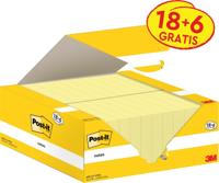 Post-it Notes, 100 vel, ft 38 x 51 mm, kanariegeel (canary yellow), 18 blokken + 6 GRATIS - thumbnail