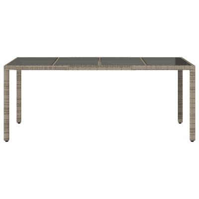 Tuintafel met glazen blad 190x90x75 cm poly rattan grijs - thumbnail