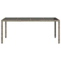 Tuintafel met glazen blad 190x90x75 cm poly rattan grijs - thumbnail