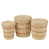 J-Line Set Van 3 Mand Strepen+Deksel Maïs Naturel|Oranje - thumbnail