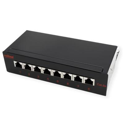 ROLINE Patchpaneel, 8 Poorts, Cat.5e (Class D), afgeschermd, zwart