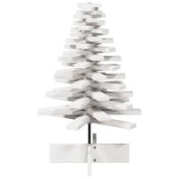 VidaXL Kerstdecoratie kerstboom 80 cm massief grenenhout wit - thumbnail