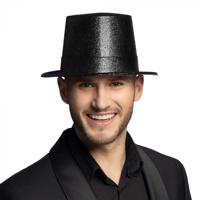 Hoge hoed zwart glitter pvc - thumbnail