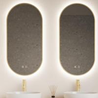 Spiegel Gliss Design Aura 40x100 cm Mat Goud Ovaal Met LED Verlichting & Geïntegreerde Spiegelverwarming Gliss Design - thumbnail