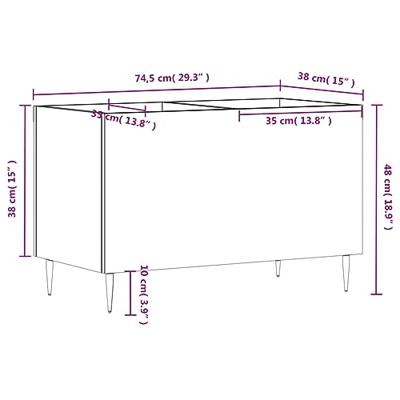 Platenkast 74,5x38x48 cm bewerkt hout wit - thumbnail
