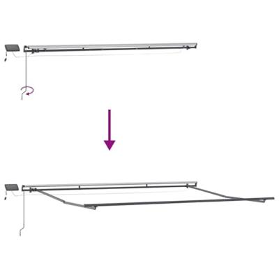 Luifel handmatig uittrekbaar en LED 500x300 cm antraciet en wit