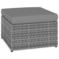 Tuinstoel met voetenbank poly rattan antracietkleurig - thumbnail