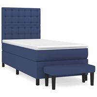 Boxspring met matras stof blauw 100x200 cm - thumbnail