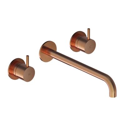 Wastafelmengkraan Hotbath Cobber Inbouw 2-hendel Gebogen 25 cm Geborsteld Koper Living Colours