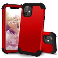 Voor iPhone 11 PC + silicone driedelige anti-drop mobiele telefoon bescherming Bback cover (rood) - thumbnail