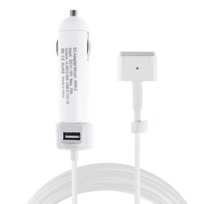 45W-2 5.1 V 2.1 A USB interface autolader met 14.85 V 3.05 A T MagSafe 2 interface data kabel (wit)