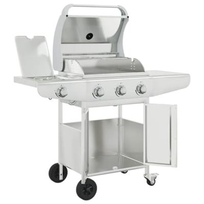 VidaXL Gasbarbecue met 4 branders roestvrij staal zilverkleurig - thumbnail