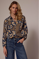 Tramontana Blouse Modern Rococo Tie Detail C15-18-301 Blouse 009995-printblues - thumbnail