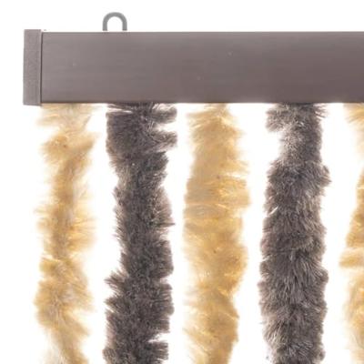 VidaXL Vliegengordijn 118x220 cm chenille donkerbruin en beige