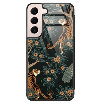 Samsung Galaxy S22 glazen hardcase - Tijger jungle